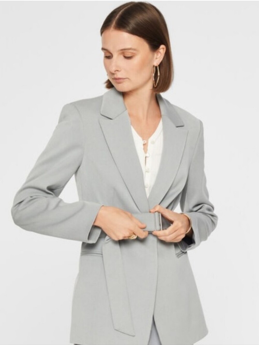 Club Monaco Light Gray Belted Blazer